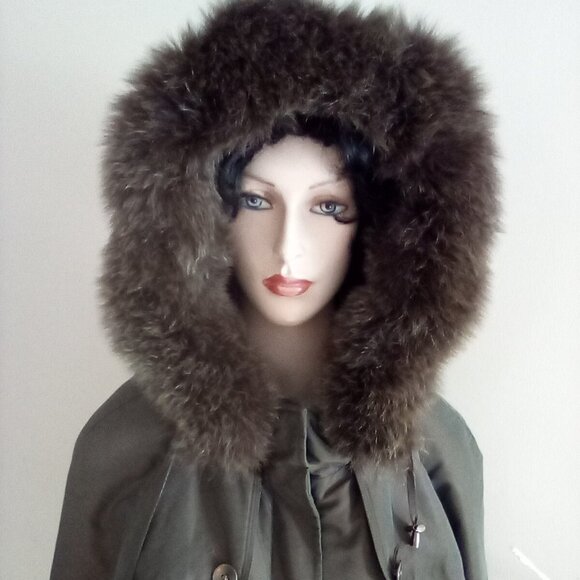 Pendleton Parka with Real Fox Fur Hood Trim Women's Size L Bust 48" ( Doubled) - Picture 2 of 8